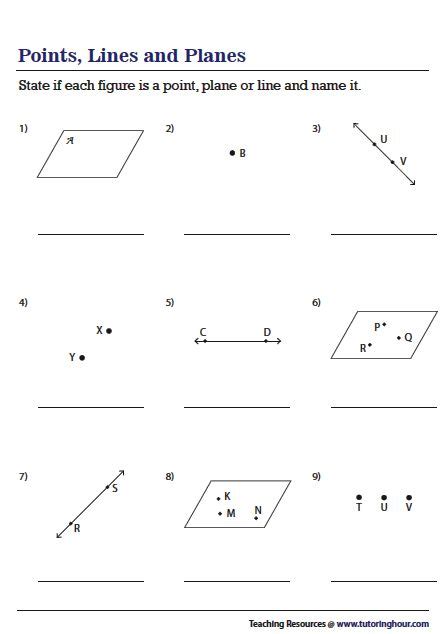 Geometry Points Lines And Planes Worksheets