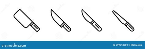 Knife Line Icon Kitchen Knife Icon Set Sharp Knife Line Icon Sharp