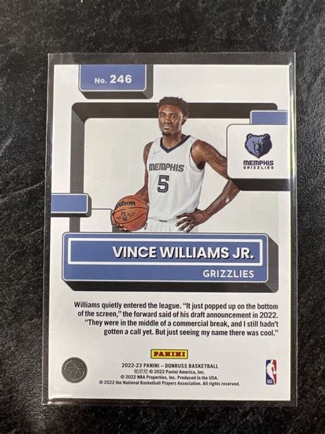 VINCE WILLIAMS JR 2022 23 Donruss Green Laser Holo Foil Rated Rookie