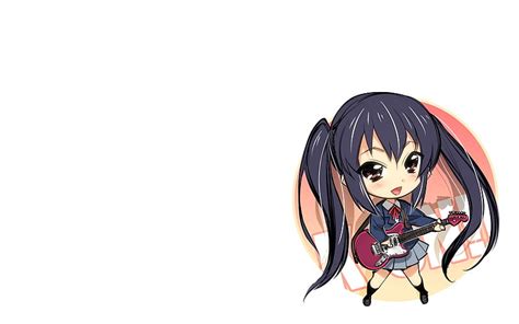 Rocking Chibi Azusa Guitar K On Azusa Brown Eyes Anime Black Hair Blushing Hd Wallpaper