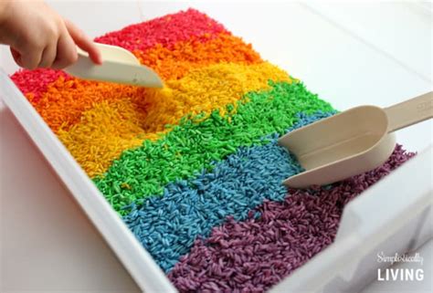 Rainbow Rice Sensory Bin | A Simple Sensory Bin for Toddlers & Preschoolers