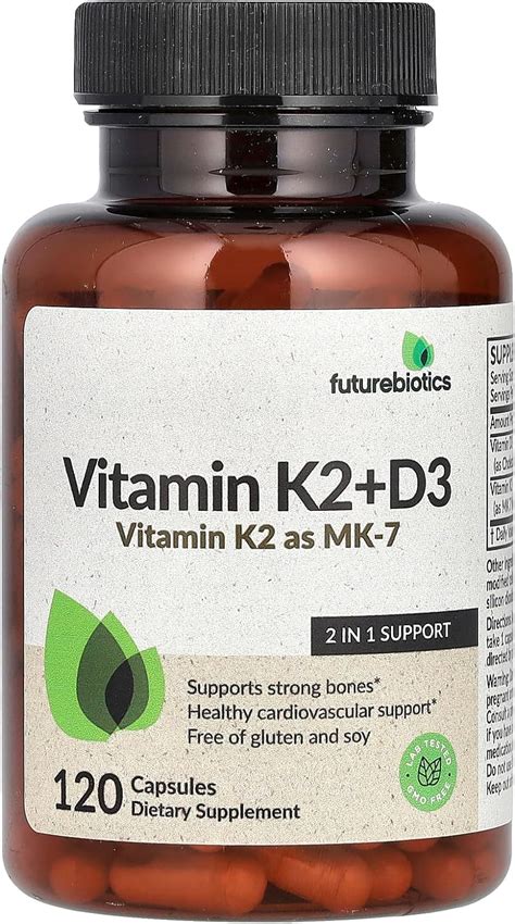 FutureBiotics Vitamin K2 D3 With Vitamin K2 As MK 7 120 Capsules