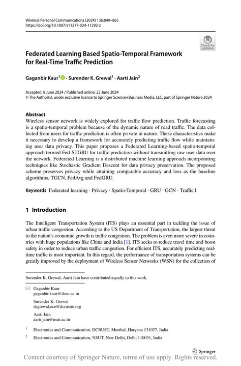 Federated Learning Based Spatio Temporal Framework For Real Time