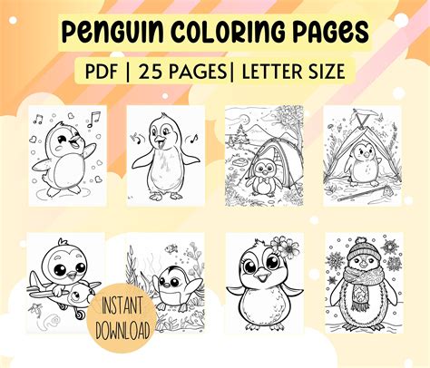 Penguin Coloring Pages, Coloring Sheet, Fun Coloring Print, Exciting ...