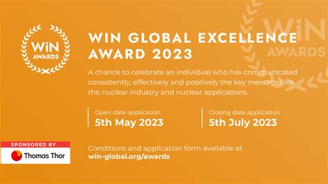 NOW OPEN WiN Global Excellence Award 2023 Women In Nuclear Women