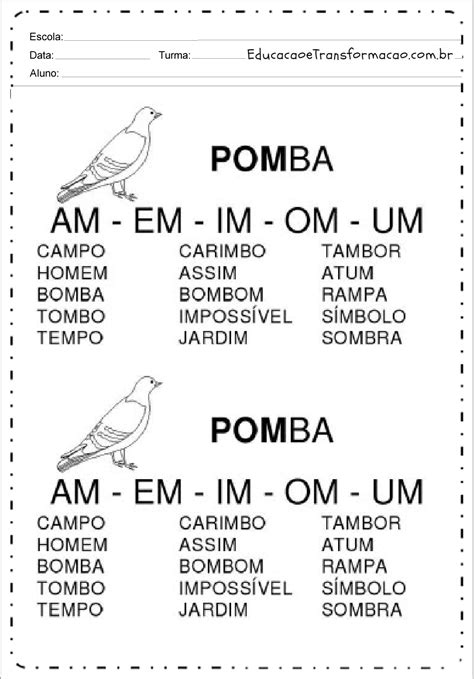 Palavras Com Am Em Im Om Um - 10