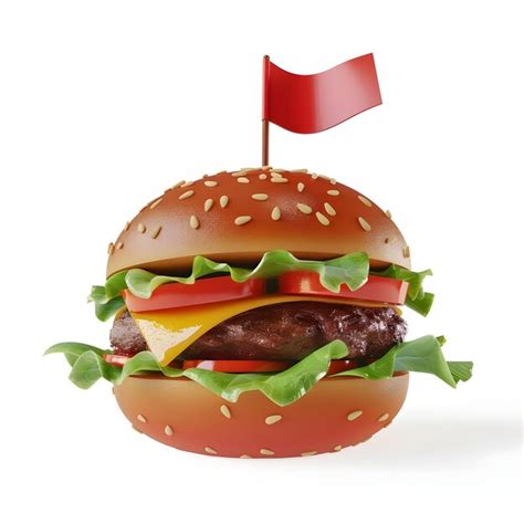 3d Render Fast Food Burger Icon Premium Ai Generated Image