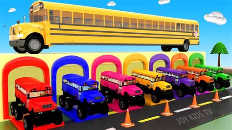 Bus Colors For Kids Learn Colors With School Buses Parking Garages