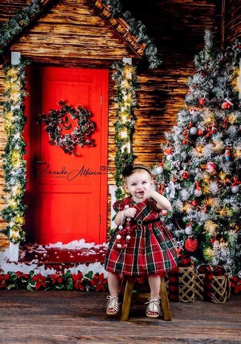 Kate Christmas Trees Red Door Backdrops For Photography