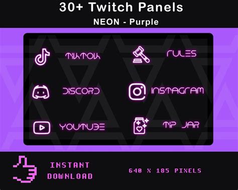 36 Twitch Panels Neon Purple Neon Panels For Twitch Twitch Etsy