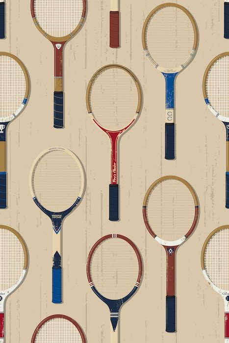 Vintage Tennis Rackets Beige Tapeta Happywall