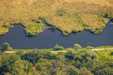 Luftbild Hattingen Buhnen Landschaft Mit Kajakfahrer In Fahrt Am