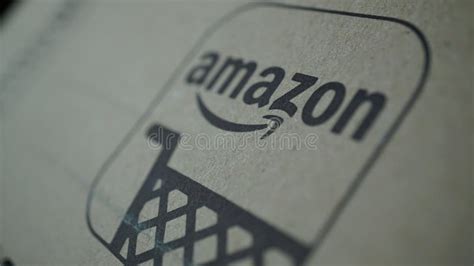 Amazon Box Detail with Logo, Smile and Stylized Shopping Cart Editorial ...