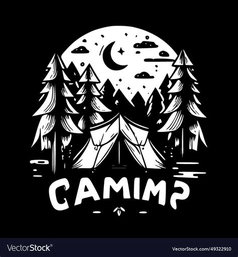 Camp - black and white isolated icon Royalty Free Vector