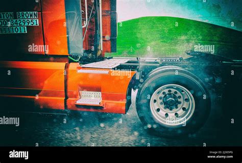 Truck Tires In The Rain Stock Photo Alamy