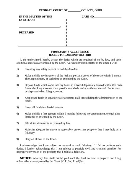 Ohio Executor Of Estate Form Fill Out Sign Online DocHub