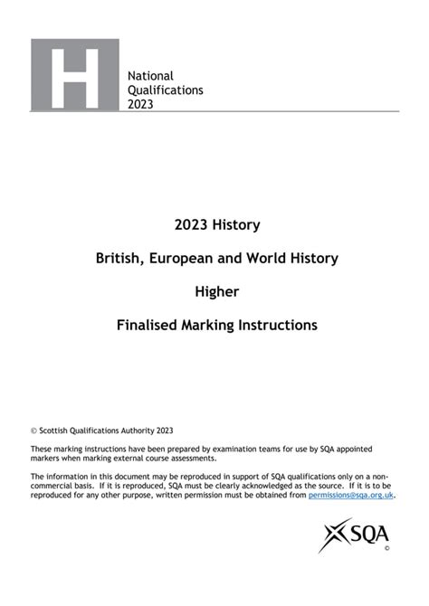 Sqa Higher History Exam Paper Marking Instructions Pdf