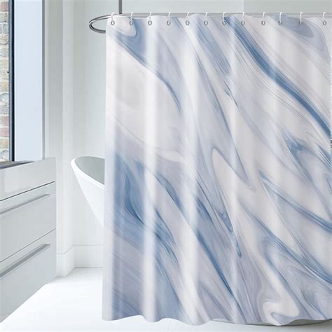 Blue Marble Shower Curtain Navy Blue Mix White Ombre Modern Abstract