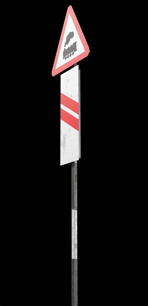 D Model Unguarded Level Crossing Roadsign Vr Ar Low Poly Cgtrader