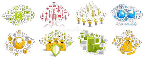 Different Business Money And Finance Concepts Vector Illustrations Set