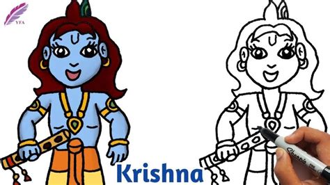 How To Draw Cute Krishna Easy Krishna From Chhota Bheem Baal