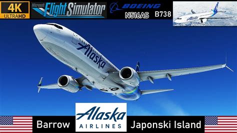 4k Barrow Japonski Island Alaska Airlines B738 N516as Full Flight