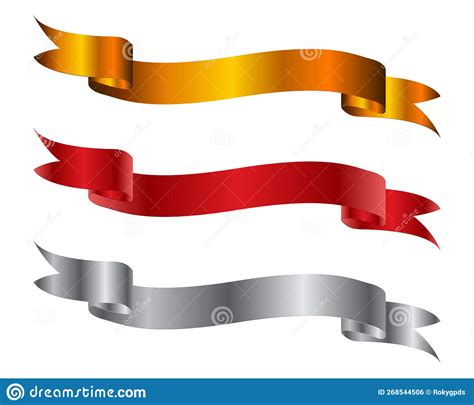 Elegant Golden Red And Silver Ribbon Banner Collection Vector