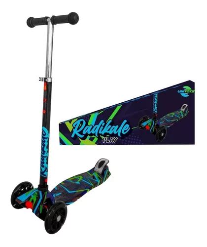 Patinete Infantil 3 Rodas Menino Radical Led Unitoys Azul Frete grátis