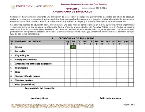 Simulacros Programa Interno De Protecci N Civil Escolar