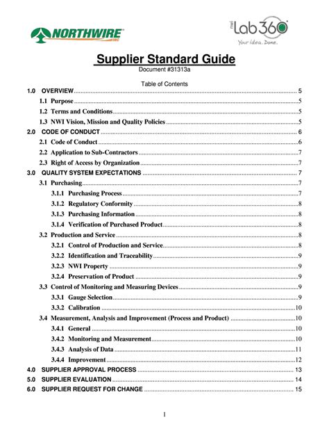 Fillable Online Supplier Standard Guide Northwire Inc Fax Email Print