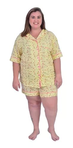 Pijama Feminino Plus Size Americano Curto Aberto Es