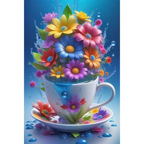 Cup Flowers-Full Round Diamond Painting 40*60CM