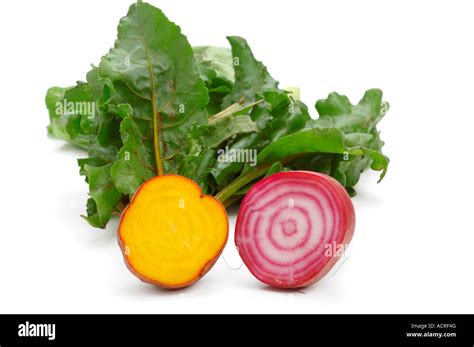 Golden And Striped Beetroot Cut Open Stock Photo Alamy