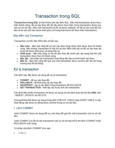 Transaction Trong Sql Tkqtdl Transaction Trong Sql Transaction