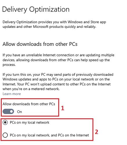 How To Enable Or Disable Windows Update Delivery Optimization In