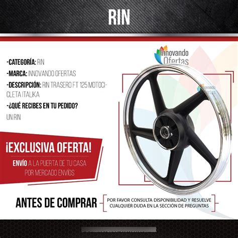 Rin Aluminio Trasero Negro 18 Italika Ft 125 Envío gratis