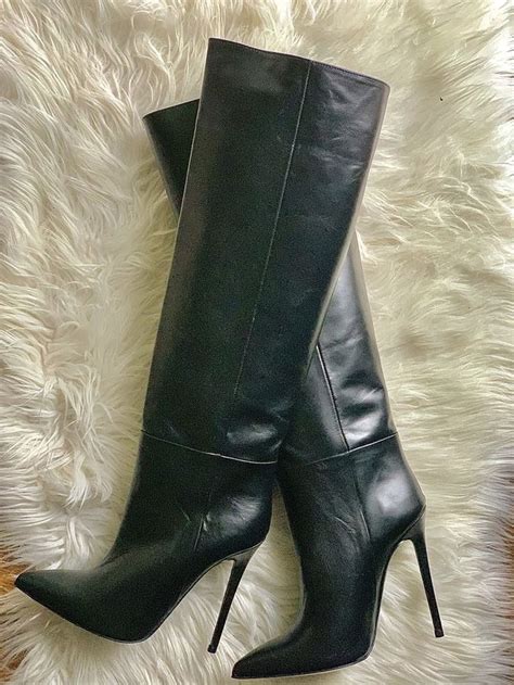 Pin By San On Kleding Leather Boots Heels Knee High Leather Boots