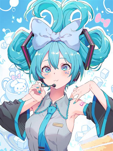 Safebooru Aqua Eyes Aqua Hair Aqua Nails Aqua Necktie Armpits Arms Up