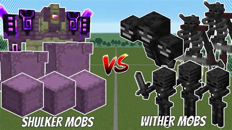 Shulker Mobs Team Vs Wither Mobs Team Minecraft Mob Battle Youtube