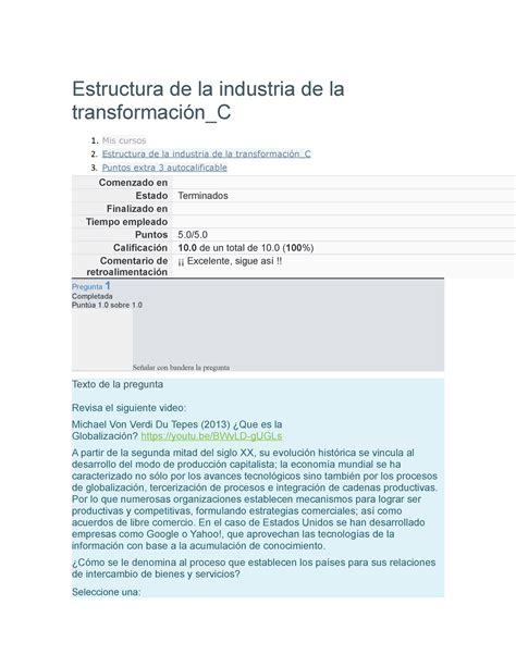 Autocalificable Estructura De La Industria De La Transformaci N