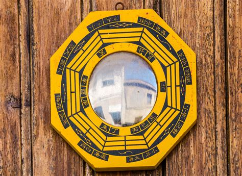 DERCLIVE Feng Shui Mirror Wooden Frame Chinese Convex Bagua Mirror 6