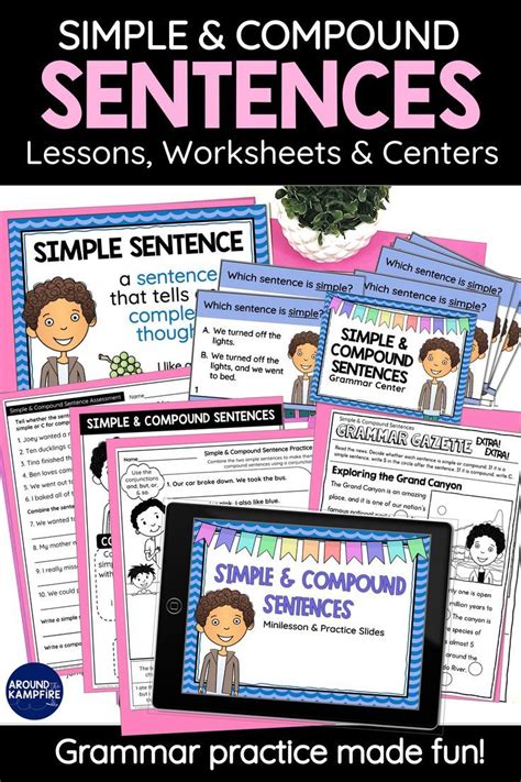 Simple And Compound Sentenes Worksheets For Teaching Second Grade Grammar Sentence Activities