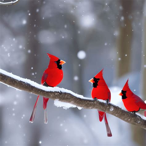 8k Male And Female Cardinals In Wintery Forest · Creative Fabrica