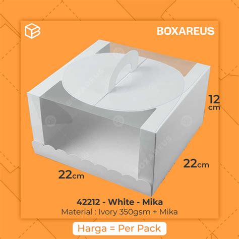 Jual Box Kue Mika Kotak Cake Packaging Transparan Dus Handle 42212 White Kota Bandung Box