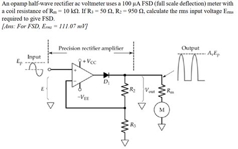 Solved An Opamp Half Wave Rectifier Ac Voltmeter Uses A 100 Chegg