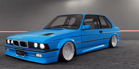 KREA AI Car Meet Of Bright Blue BMW E30 Cut In Half Octan