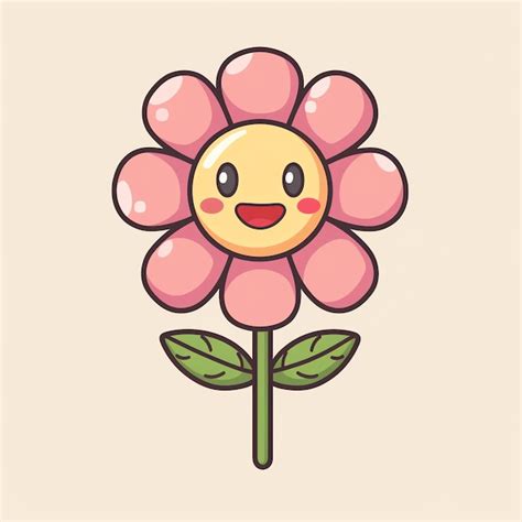 Un Dibujo De Dibujos Animados De Una Flor Con Una Cara Sonriente Y