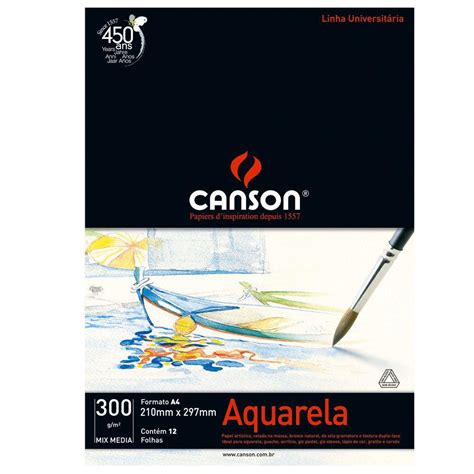 Bloco Canson Aquarela Mix Media Linha Universit Ria G M A