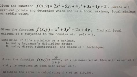 Solved Given The Function F X Y 2x 5xy 4y 3x