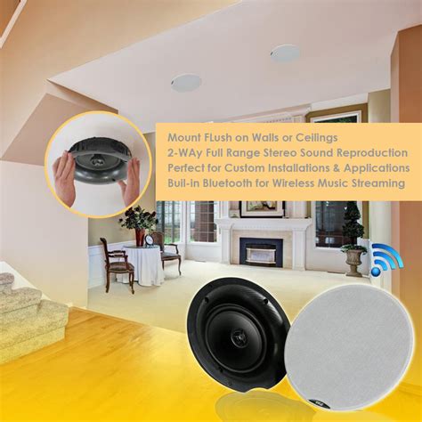 Pyle Pair 65” Bluetooth Universal Flush Mount In Wall In